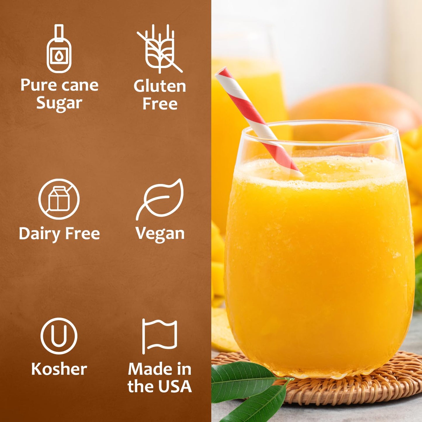 Syruvia Mango Syrup - Premium Flavoring Syrup For Tea, Italian Sodas, Beverages, Desserts, Ice Cream, Cocktails & Mocktails - Ko