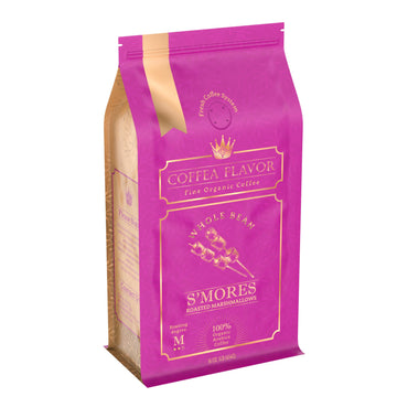 Smores Flavored Whole Bean Coffee - Organic, Single Origin, Medium Roast, 100% Arabica, Naturally Flavored - 16 oz Bag - by Coff