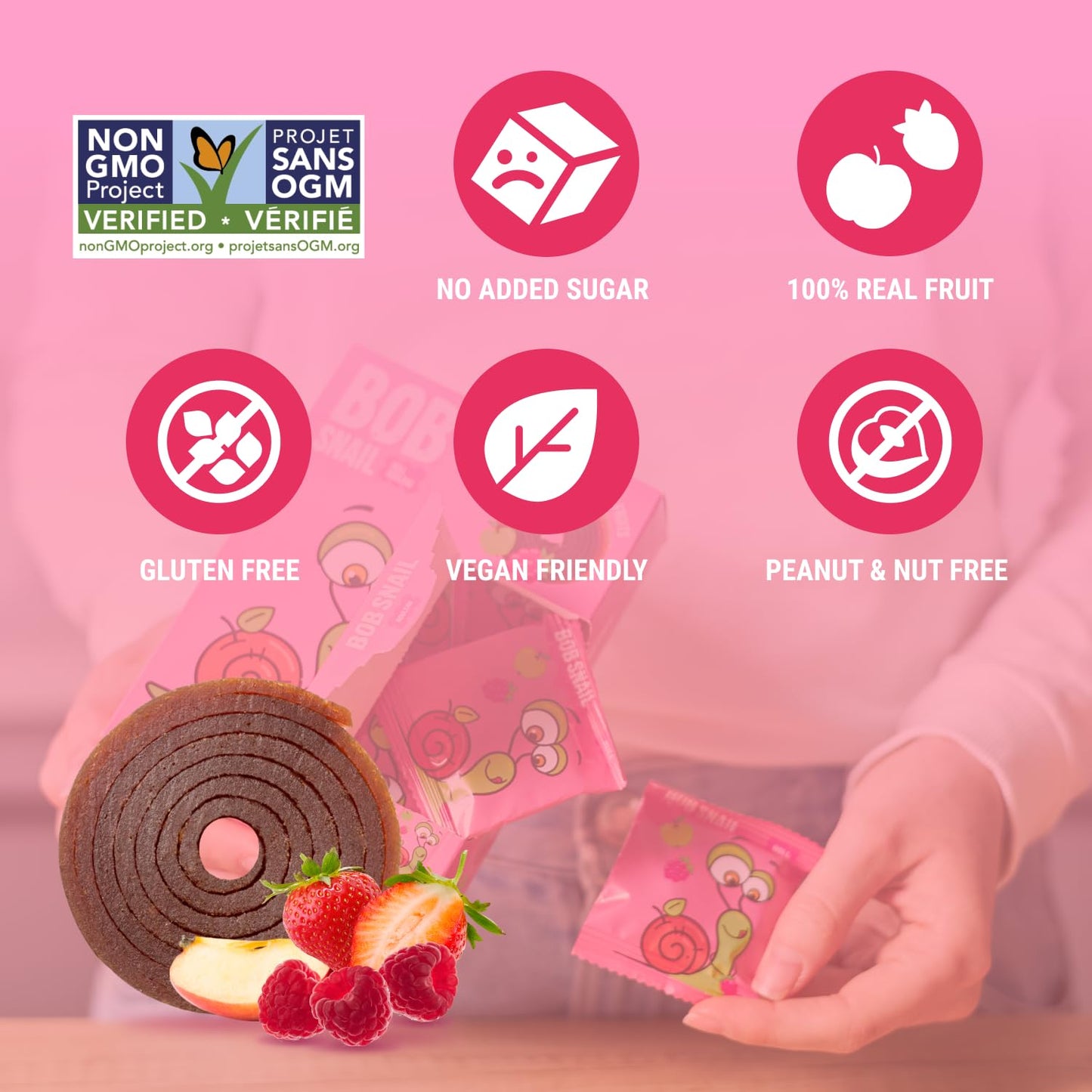 Bob Snail Exotic Mix Fruit Roll Ups - Healthy Sweets, Real Dried Fruits Snacks, No Added Sugar, Vegan, Nut Free, Candy for Adult