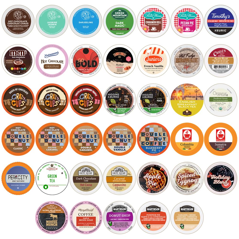 Perfect Samplers Coffee, Tea, Cider, Cappuccino K Cups Variety Pack, 40 Count