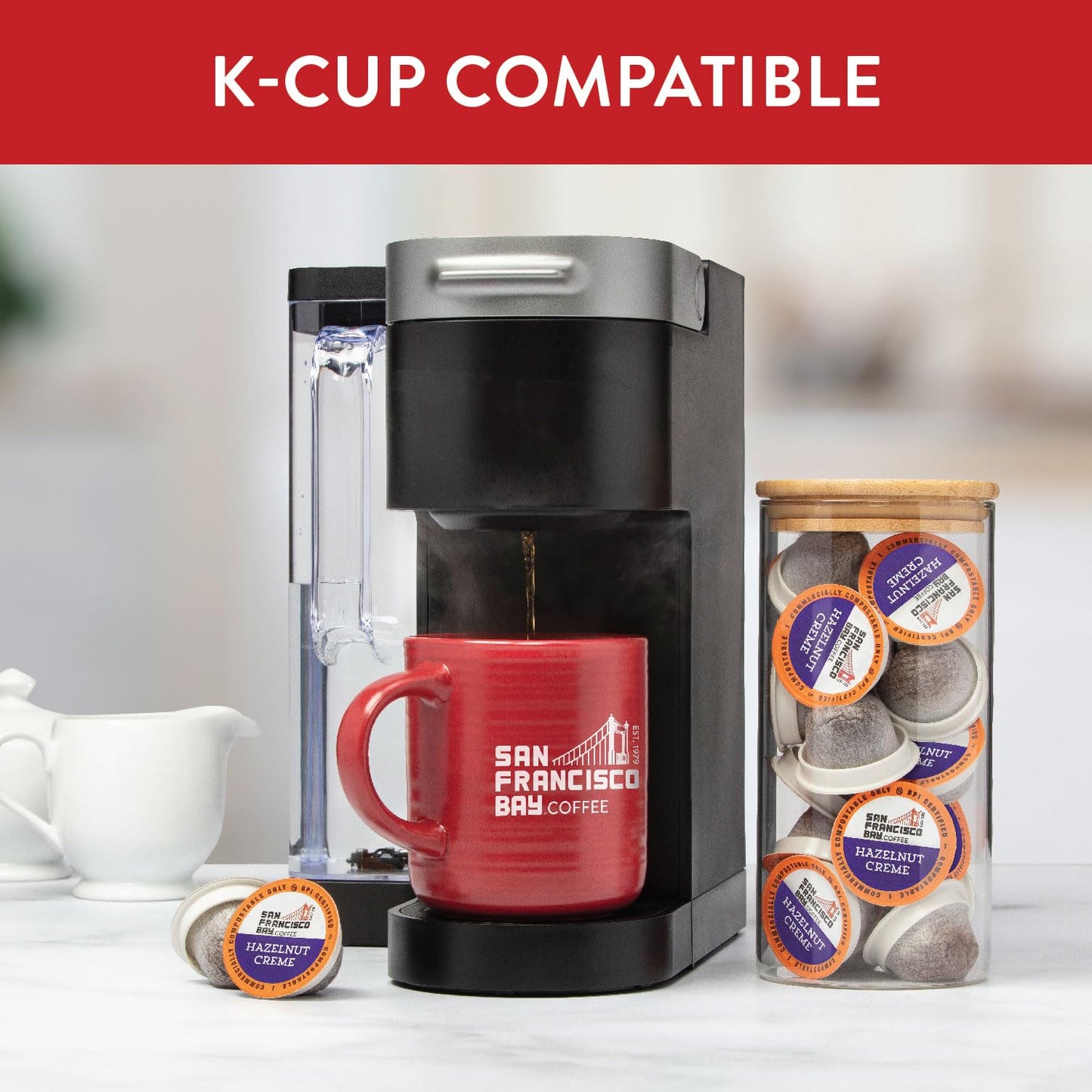San Francisco Bay Compostable Coffee Pods - Hazelnut Crme (80 Ct) K Cup Compatible Including Keurig 2.0, Flavored, Medium Roast