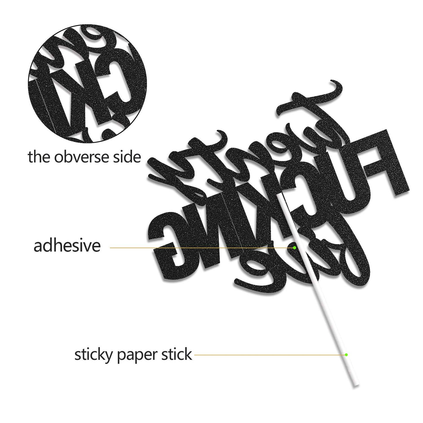 Twenty Five Black Glitter Cake Toppers 25 Years Old 25Th Birthday Party Decorations Supplies