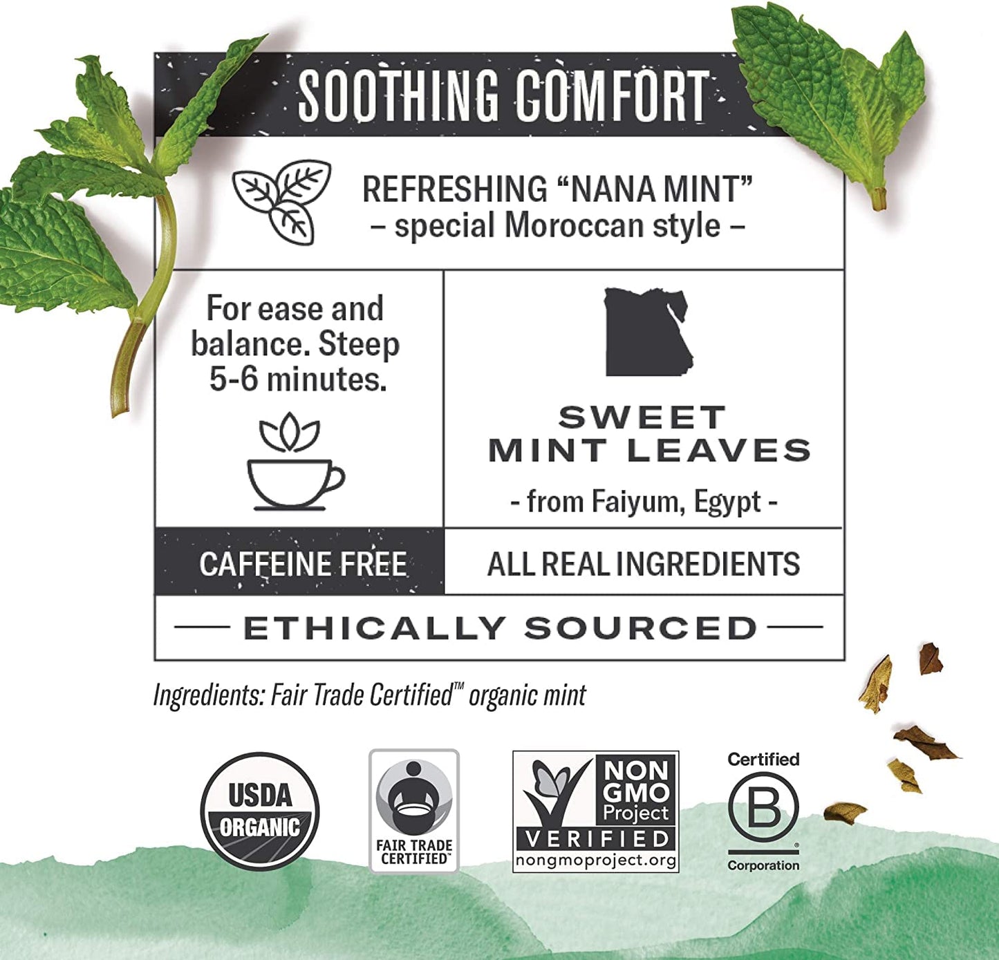 Numi 10104 Organic Teas And Teasans, 1.4Oz, Moroccan Mint, 18/Box