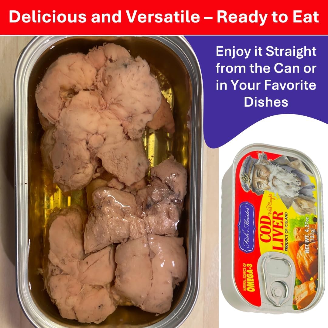 Fish Meister Canned Cod Liver in Oil - Wild Caught, Omega-3, Ideal for Spreads & Gourmet Dishes - 3-Pack