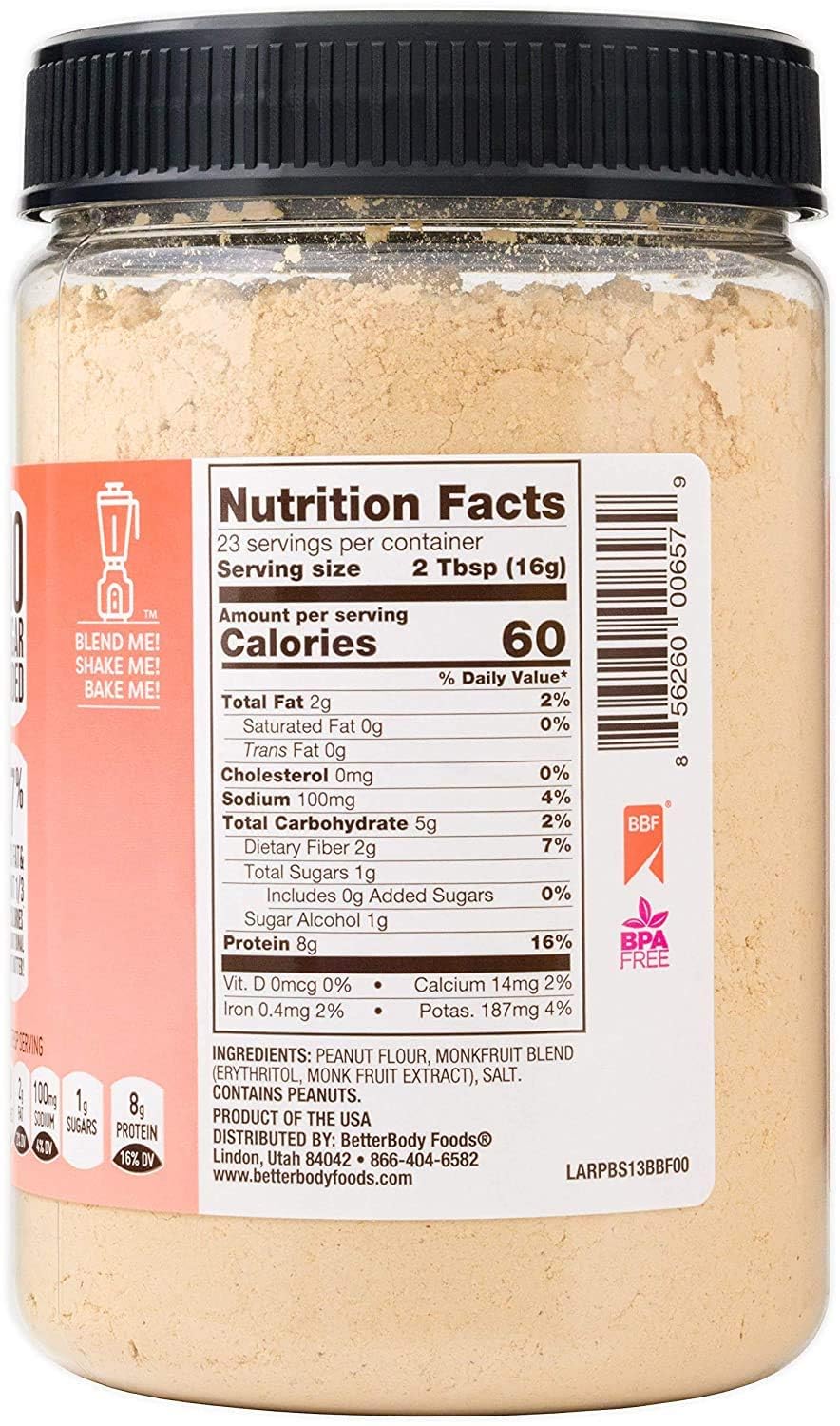 PBfit Peanut Butter Powder, No Sugar Added, 26 Ounce (Pack of 2)