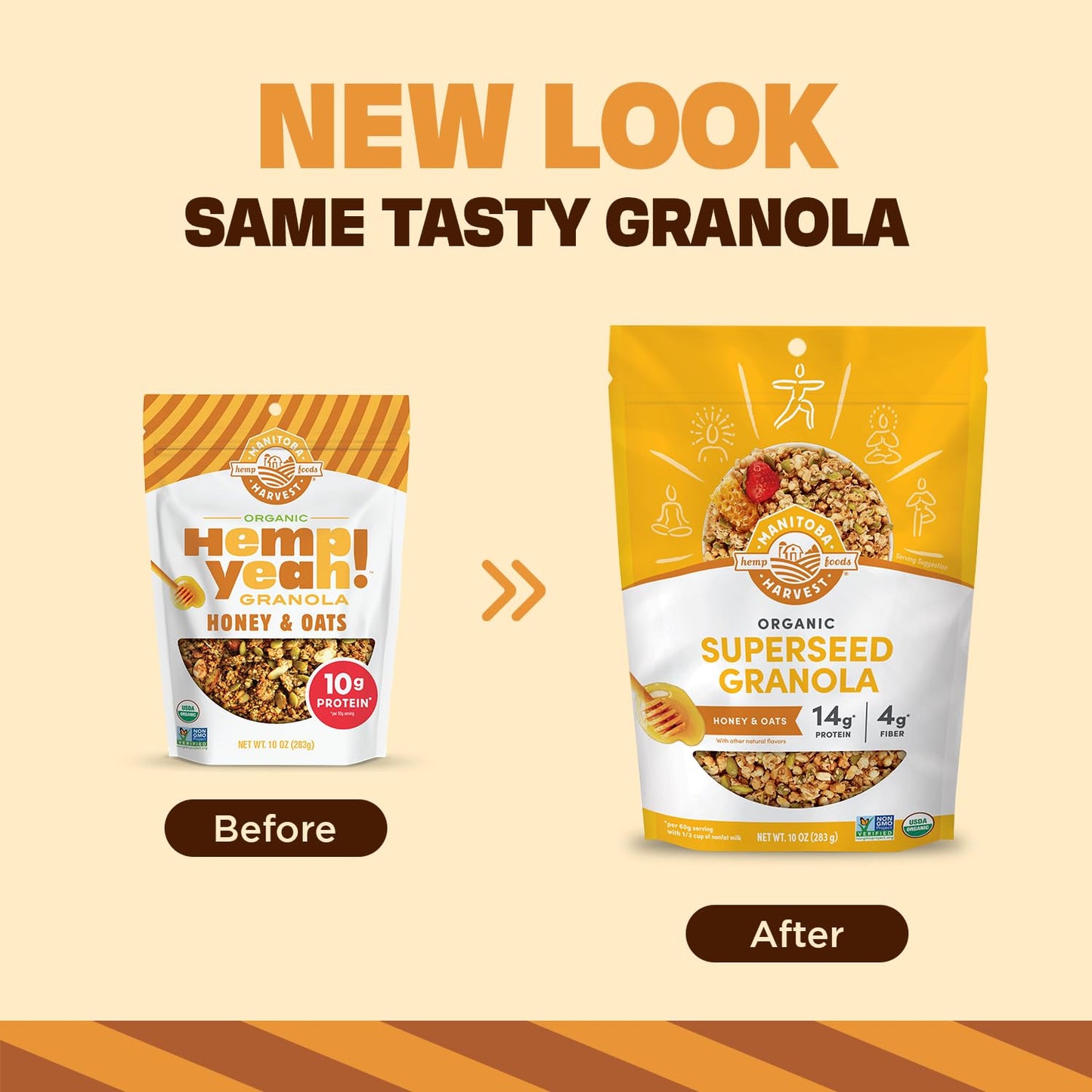 Manitoba Harvest Hemp Yeah Granola, Honey & Oats, 10Oz, With 14 G Of Protein, 3.5 G Omegas 3 & 6, 4 G Of Fiber And Less Than 10