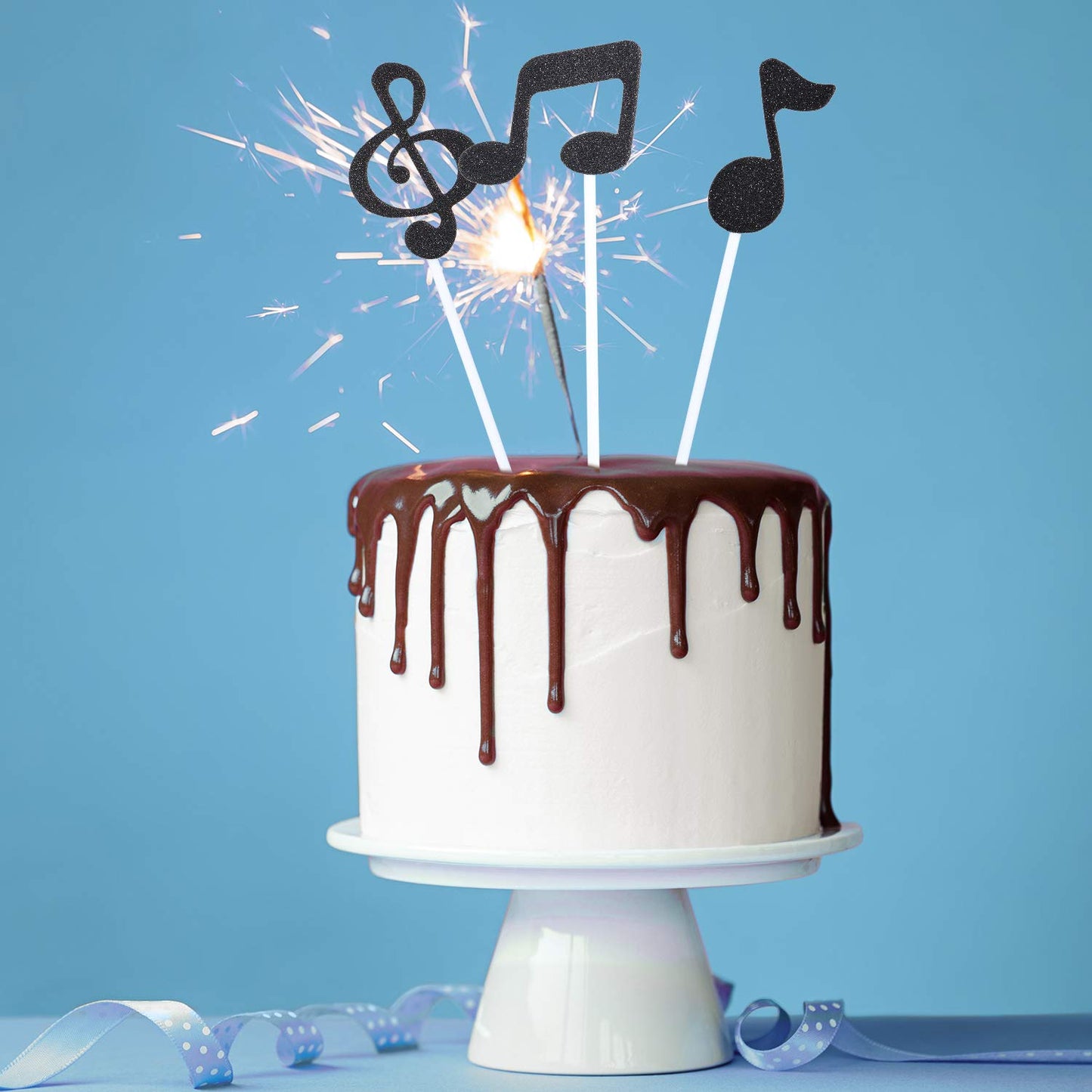 48 Pieces Music Note Cupcake Toppers and Wrappers Musical Symbol Lace Cupcake Liners Paper Baking Cup and Food Picks Toothpicks
