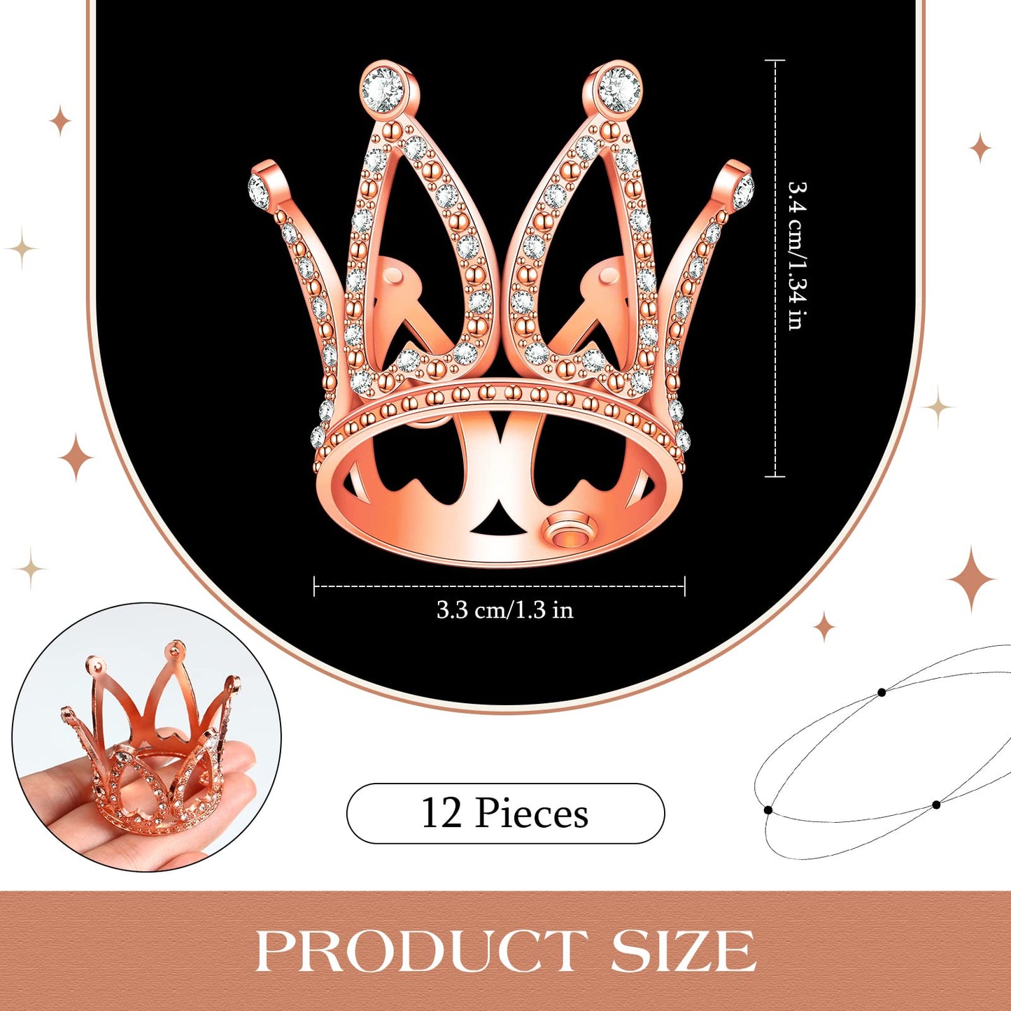 12 Pieces Crown Cake Topper Mini Baby Crown Tiny Queen Crown Small Princess Headpiece Cake Decoration For Women Lady Girl Bridal
