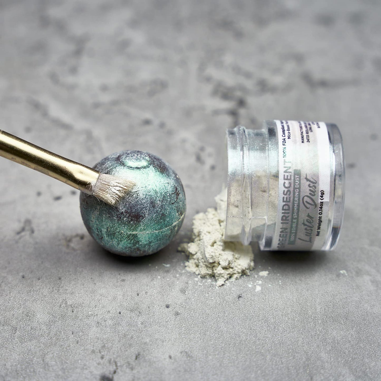 Luster Dust - Green Iridescent (4G 1X Jar) | Edible Vegan Dust & Paint For Cake Decorating, Ice Cream, Desserts, Cocktails And B