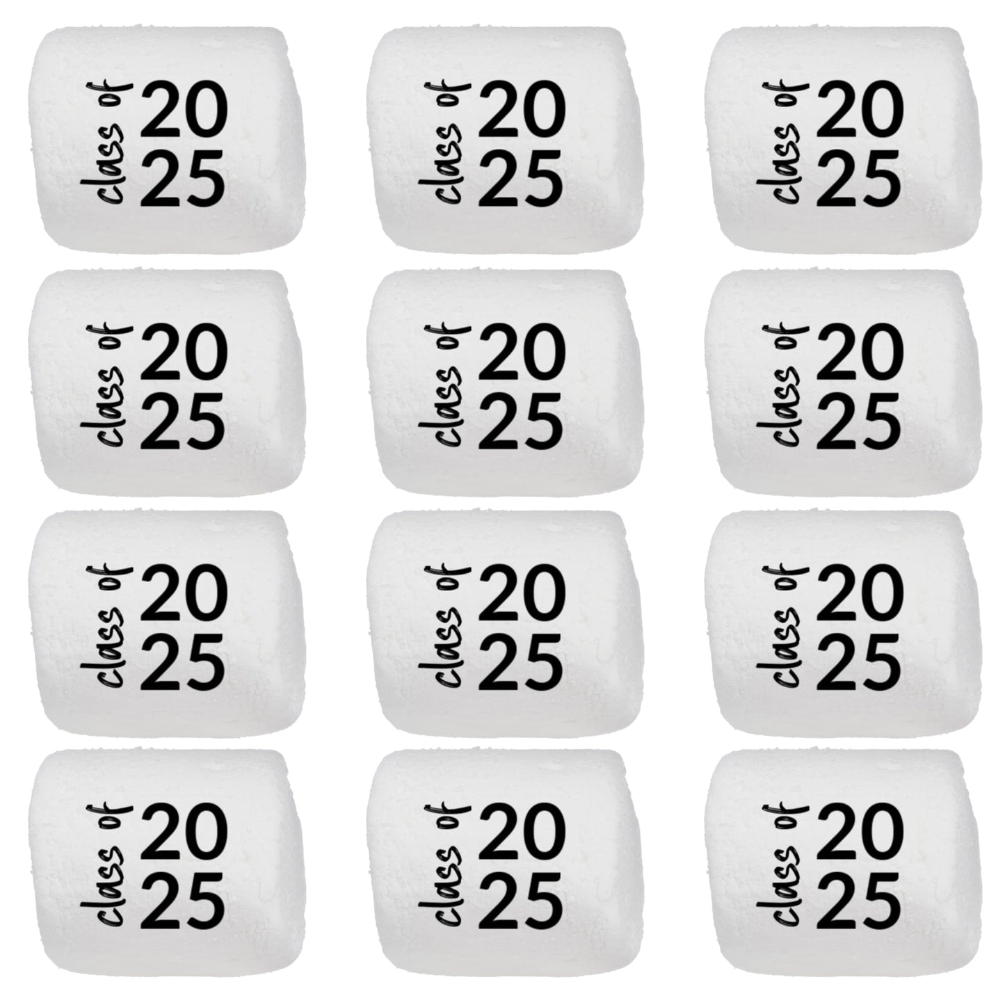 Candy With A Twist - Graduation Cap - Class of 2025 - Individually Wrapped 2 inch Round Jumbo Marshmallows - Great for Kindergar