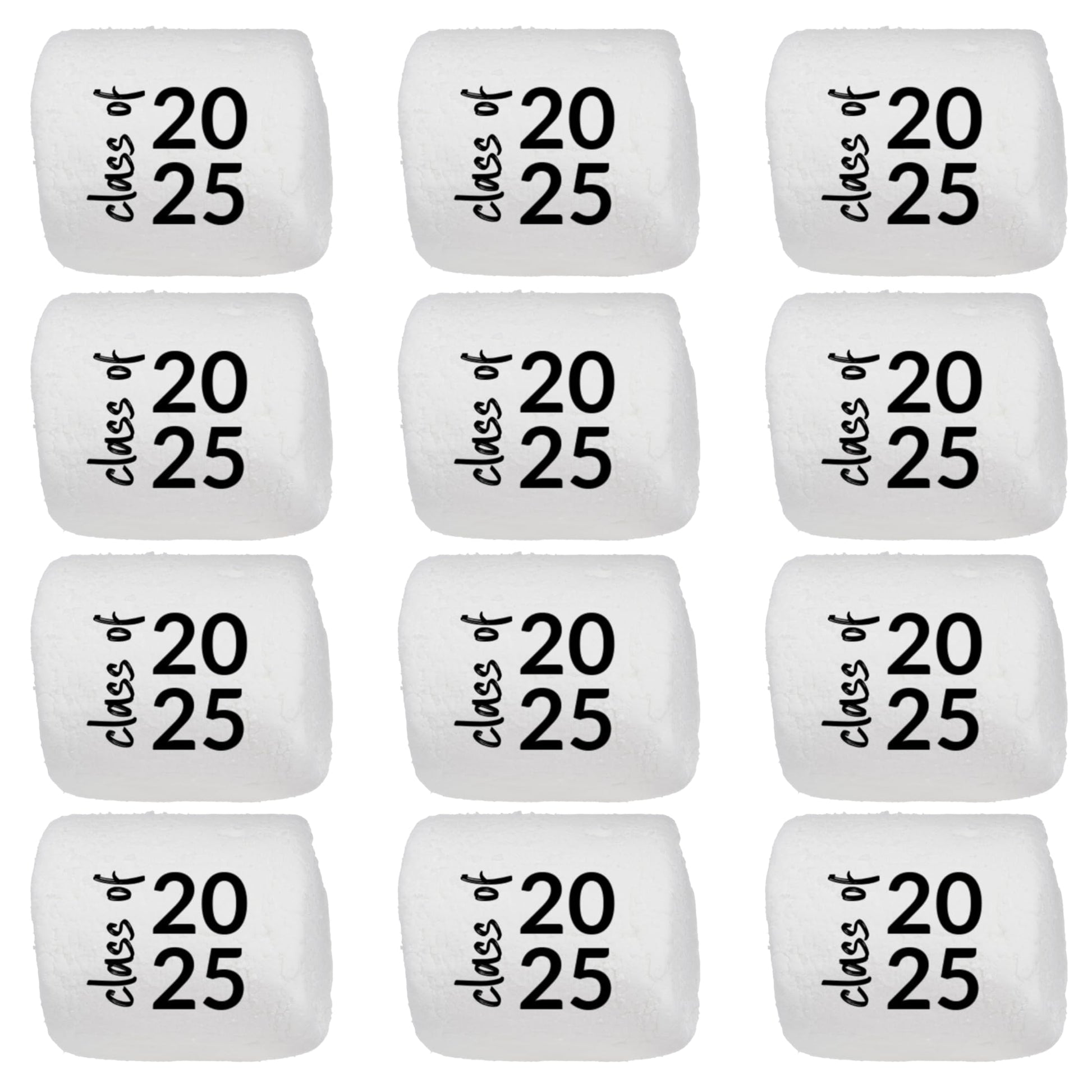 Candy With A Twist - Graduation Cap - Class of 2025 - Individually Wrapped 2 inch Round Jumbo Marshmallows - Great for Kindergar
