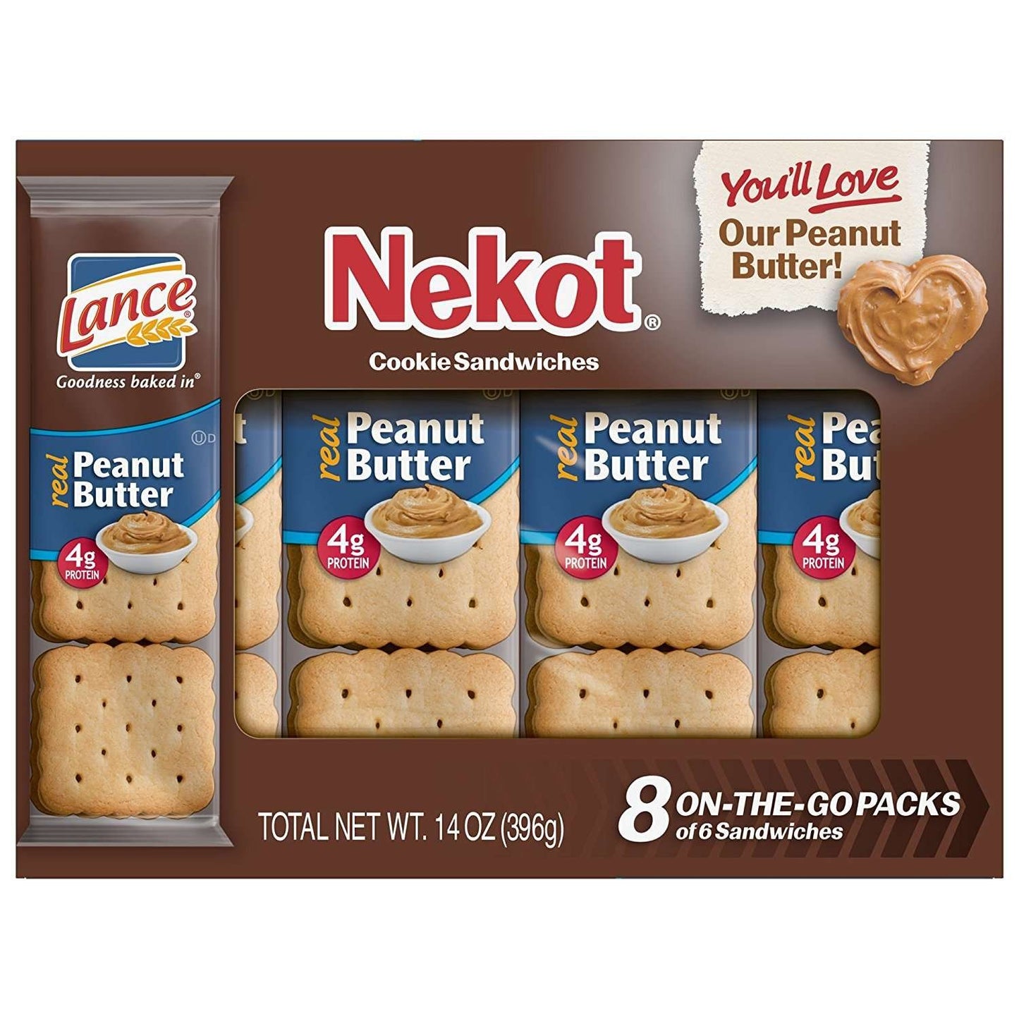 Lance Nekot Peanut Butter Cookie Sandwiches, 14 Ounce (Pack of 14)