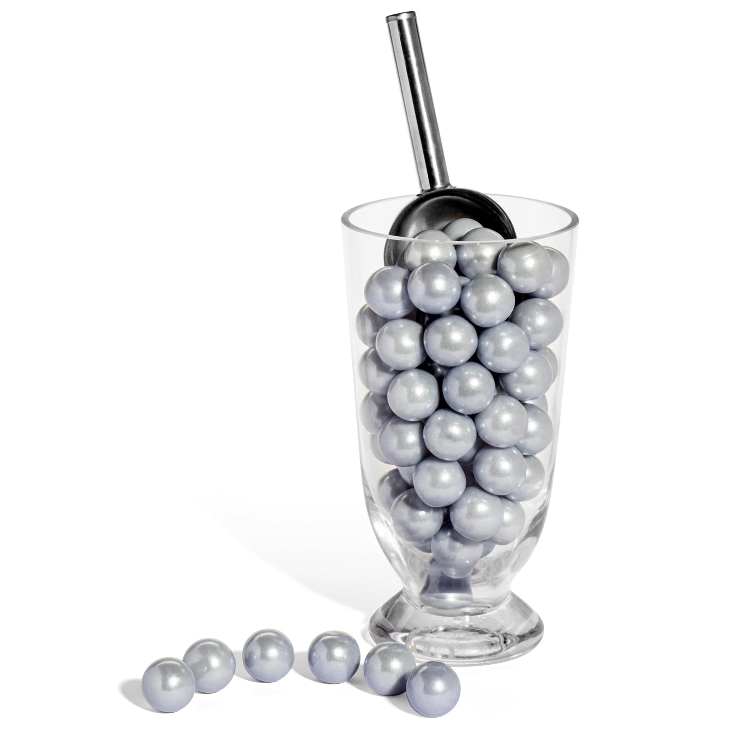 Candy Envy - Shimmer Silver 1 Inch Gumballs - 2Lb Bag - Approximately 113 Gumballs Per Bag - North American Made & Kosher Certif