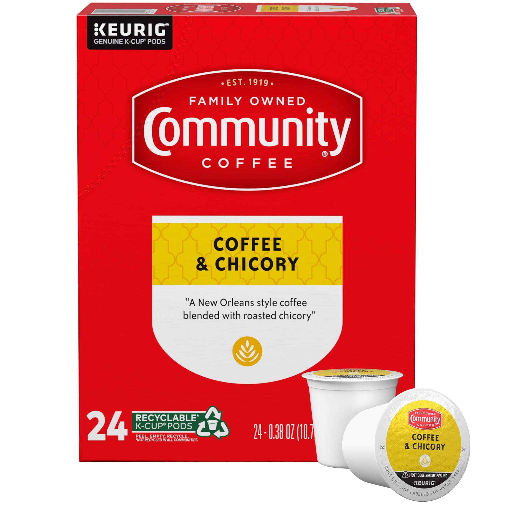 Community Coffee Coffee Pods, Medium-Dark Roast, Compatible with Keurig 2.0, 24 Count