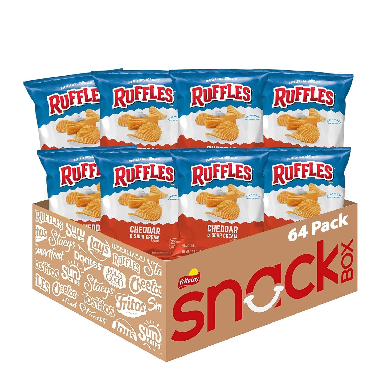 Ruffles Cheddar & Sour Cream Flavored Potato Chips, 1.5 Ounce (Pack Of 64)