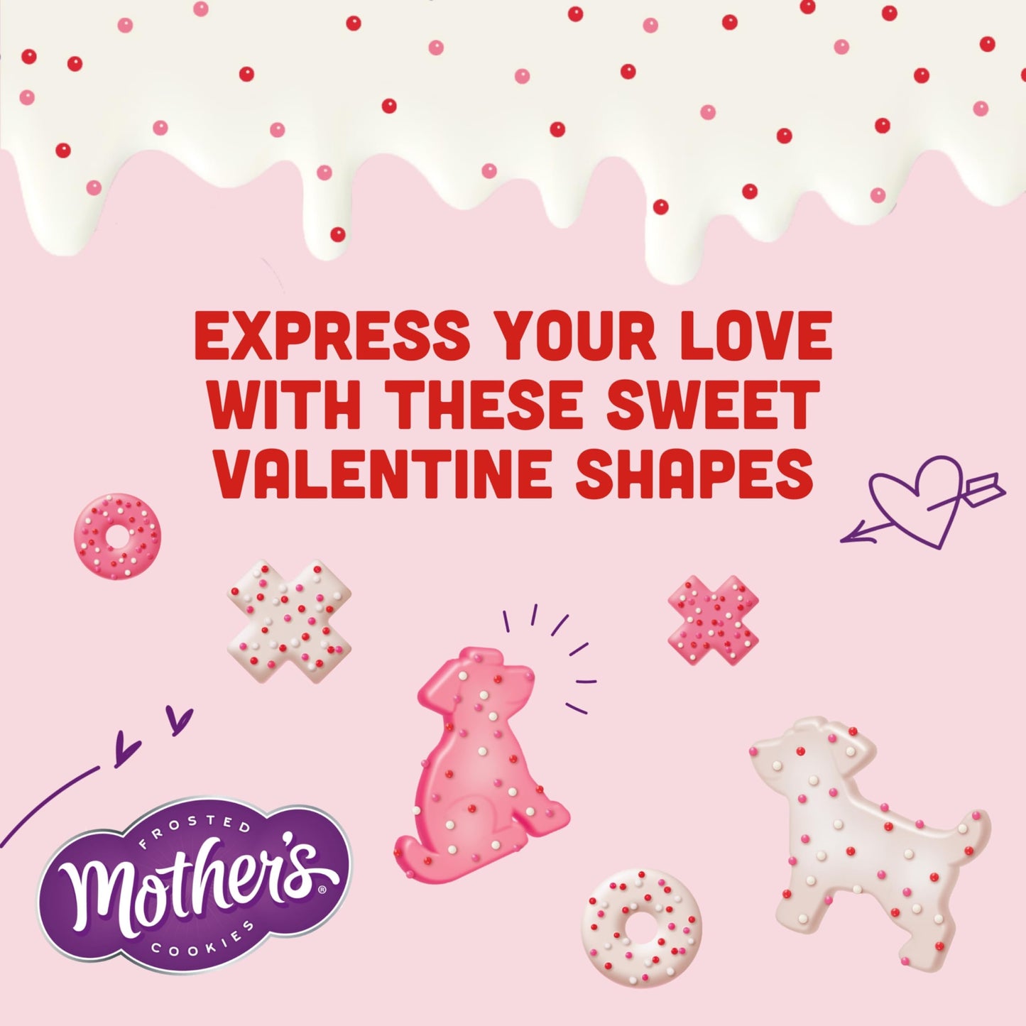 Mother'S Limited Batch Puppy Love Frosted Cookies 30 Count Box Of 0.5Oz Bags, Valentine'S Classroom Exchange - 15Oz / 425G