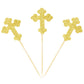 Ercadio Cupcake Toppers Gold Glitter 24 Pack for Baby Baptism Party Decorations, Small, Paper