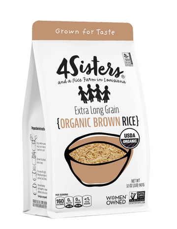 4 Sisters Long grain Brown Rice - Organic - USA grown - Sustainably grown - Women Owned - Farm to Table - 2lb