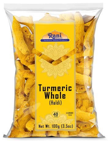 Rani Turmeric (Haldi) Root Whole Spice, Dried 3.5oz (100g) ~ All Natural | 100% Pure | Vegan | Gluten Friendly | NON-GMO | Koshe