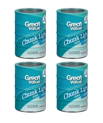 Great Value Chunk Light Tuna In Water, 5 Oz, 4 Pack