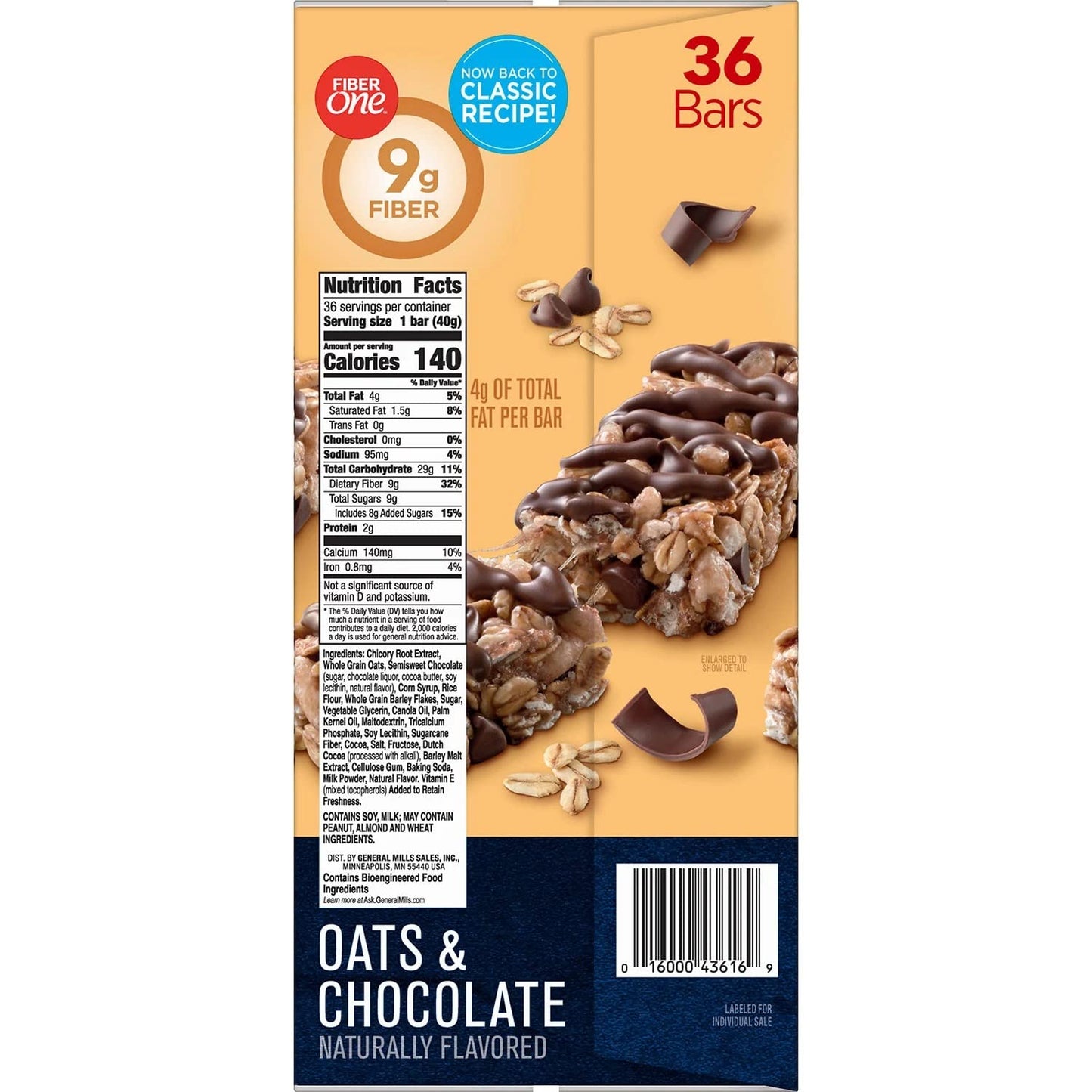 Fiber One Oats and Chocolate Chewy Bars, 36 Count, 1.4 Ounce (Pack of 36)