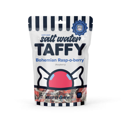 Taffy Shop Bohemian-Rasp-O-Berry, Raspberry Salt Water Taffy - Gourmet Soft Chewy Candy, Bulk Sweet Snack, Fresh Gift & Gluten-F