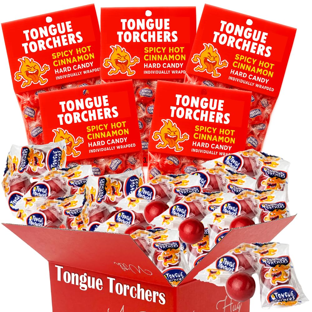 Generic Tongue Torchers Spicy Cinnamon Hard Candy - 5 Bag Pack, 1 LB, Individually Wrapped Fireball Sweets
