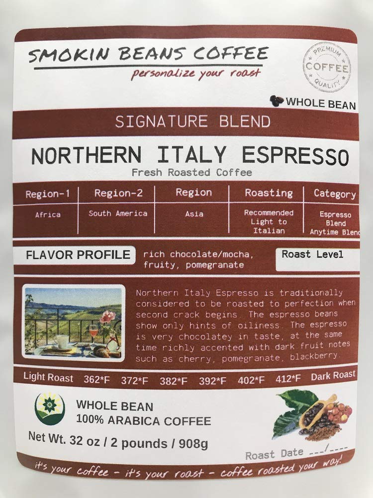Smokin Beans Espresso Coffee, Signature Blend, Whole Bean, 2-Pound (16 Ounce Pack of 2)