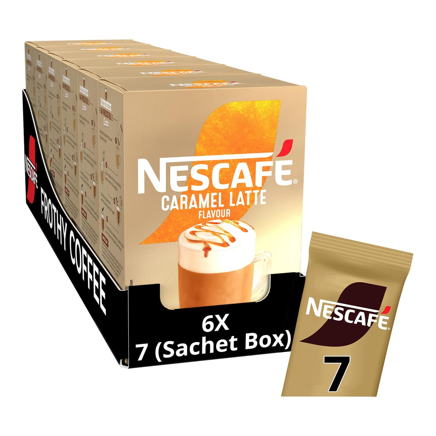 Nescaf? Latte Caramel Instant Coffee Sachets X7 (Pack Of 6  Total 42 Sachets)