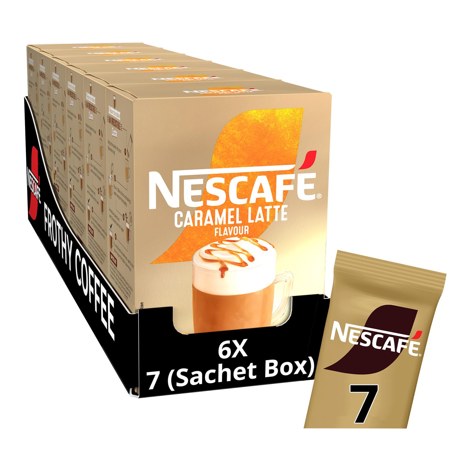 Nescaf? Latte Caramel Instant Coffee Sachets X7 (Pack Of 6  Total 42 Sachets)