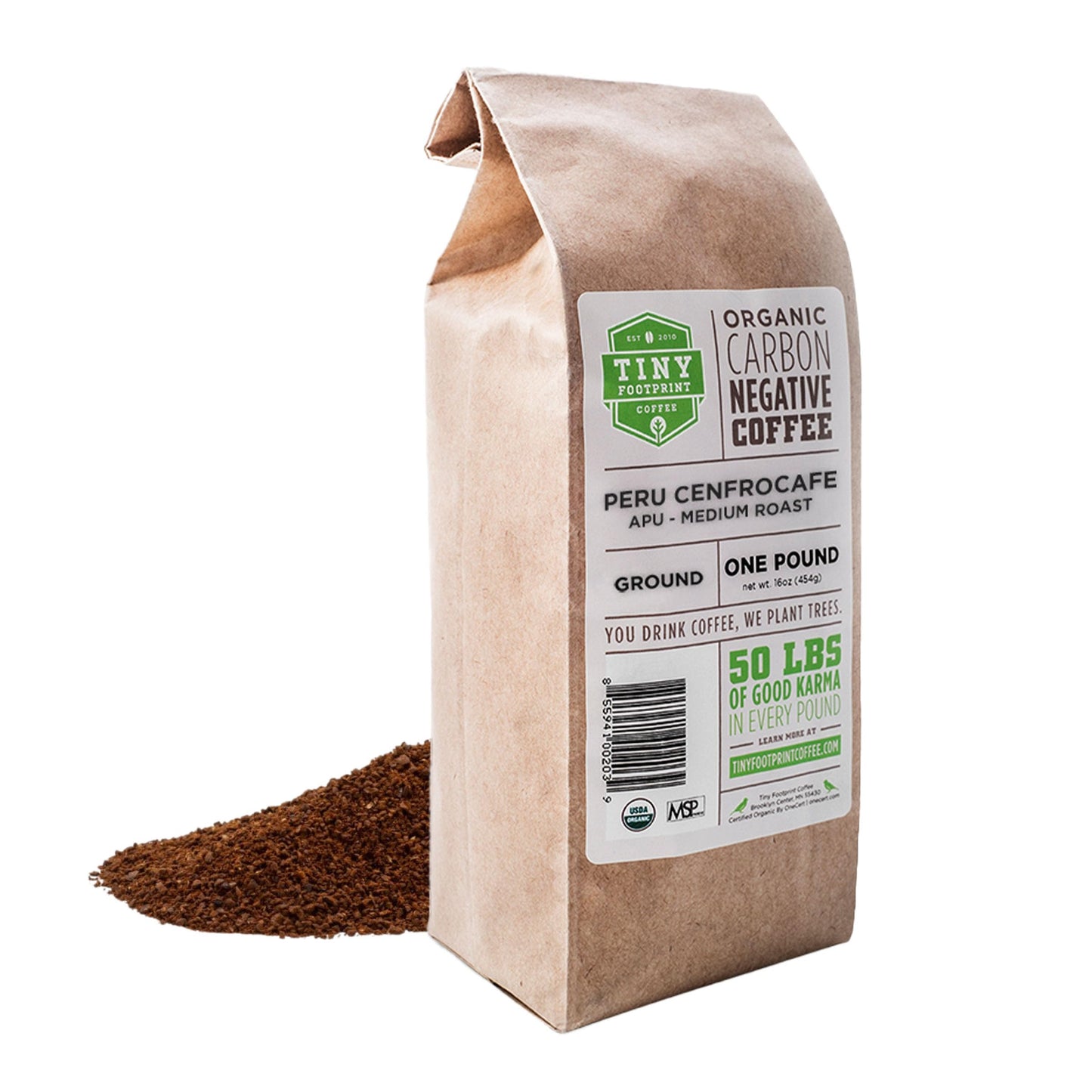 Tiny Footprint Coffee - Medium Roast USDA Organic Ground Coffee - 16 Ounce