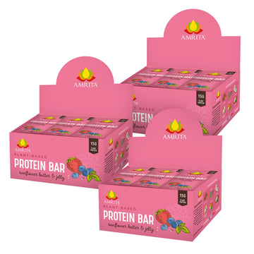 Amrita Sunflower Butter & Jelly Vegan Protein Bars, Peanut/Dairy Free, Soy & Gluten Free, 15G Of Plant Based Protein Bars, High 
