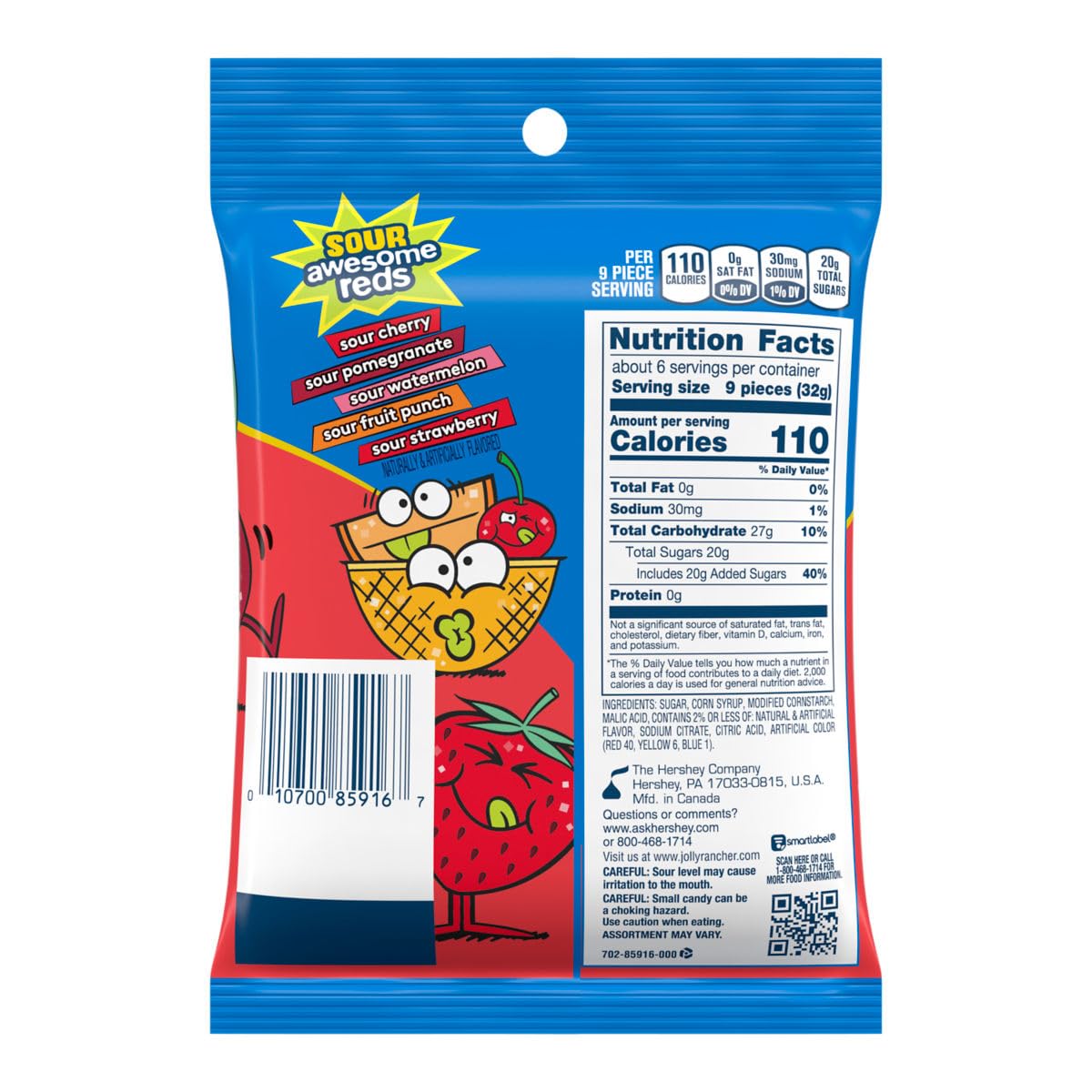 Jolly Rancher Fruit Flavored Gummies Candy Bags + Bonus Mystery Candy (6.5 Oz (Pack Of 2), Sour Awesome Reds)