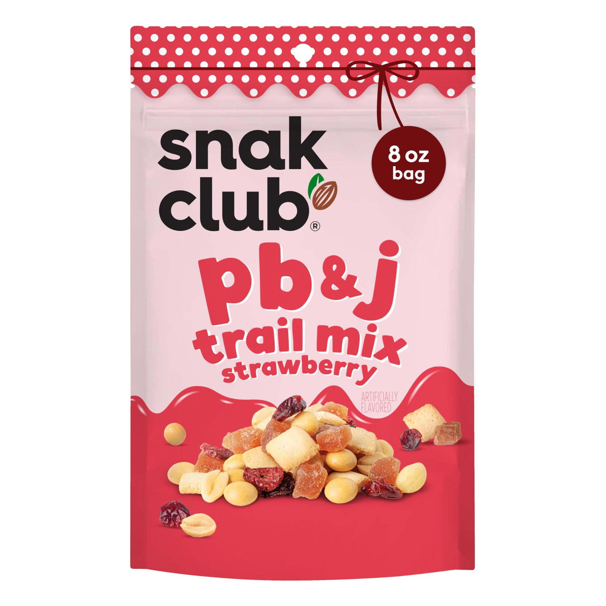 Snak Club PB&J Trail Mix Strawberry, Snack Mix with Peanuts, Mini Shortbread Cookies, Cranberries, Peanut Butter Candies, and Sw