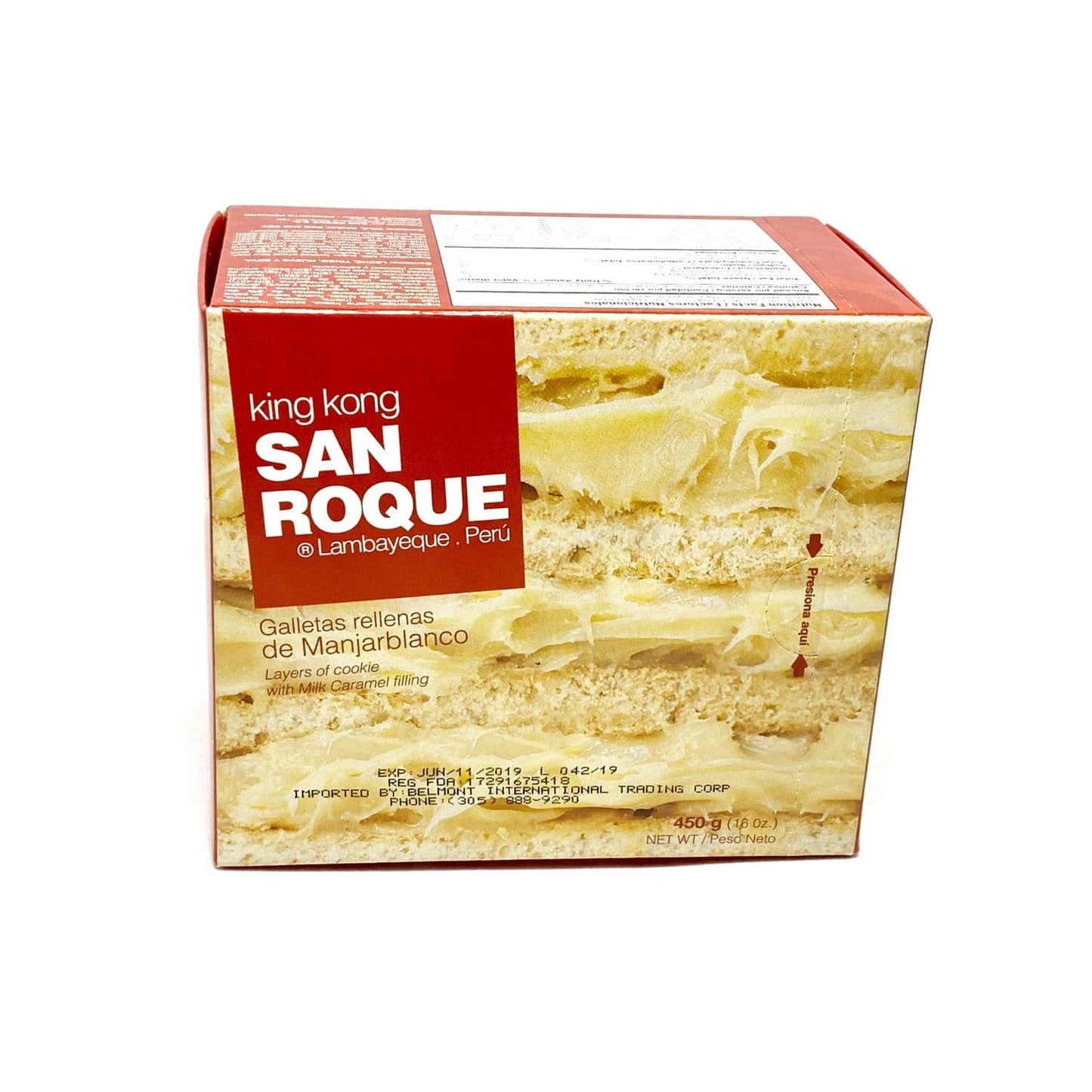 King Kong San Roque Relleno De Manjarblanco 450 G |1 Lb | 16Oz From Peru New 2 Pack
