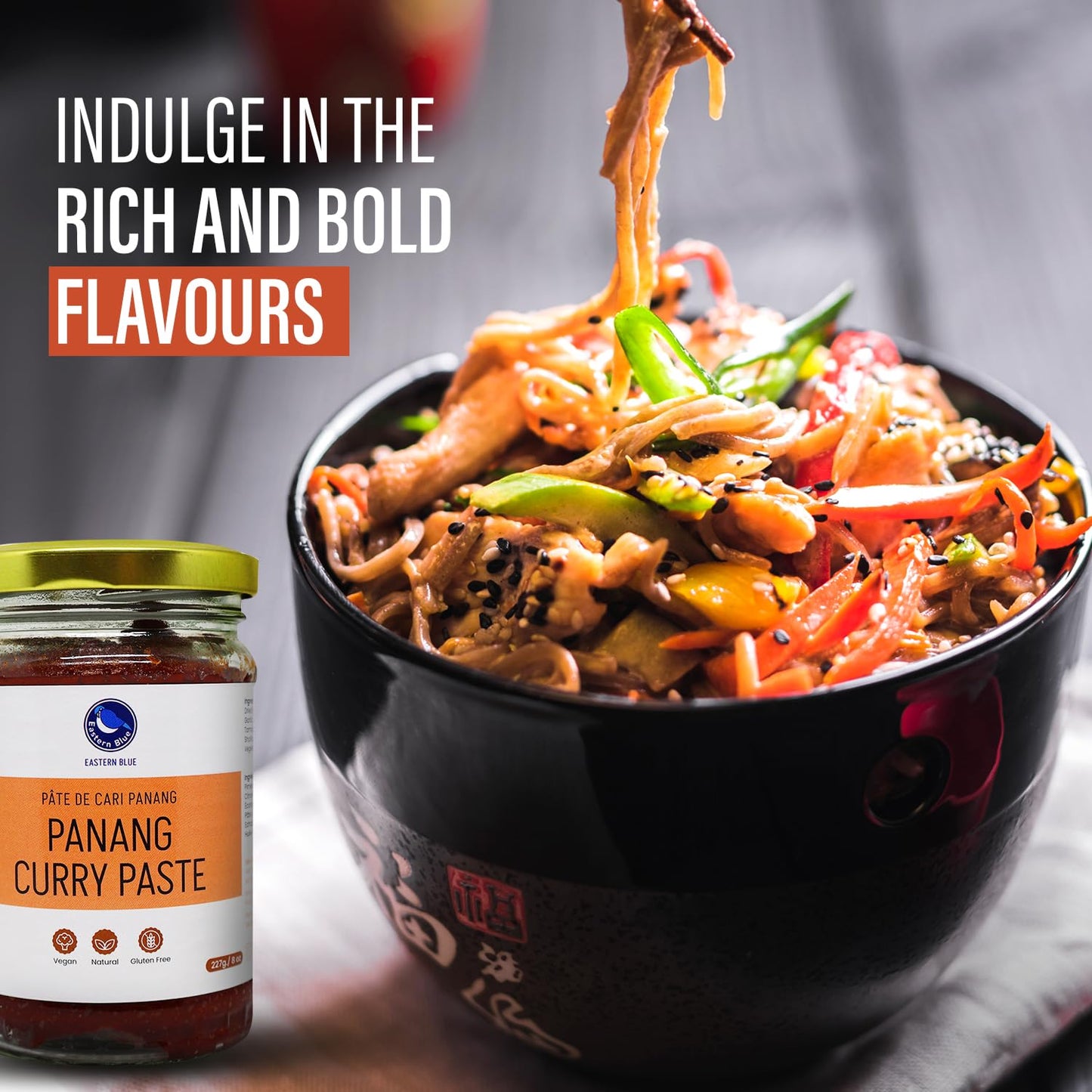 Eastern Blue Thai Curry Paste - Thai Panang Curry Paste 8 Oz | Authentic Thai Curry Sauce For Tasty Dishes And Curries | Vegan,