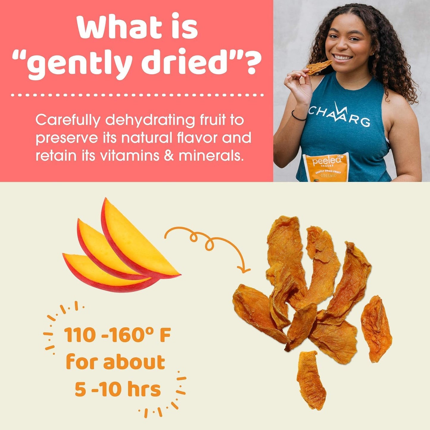 Peeled Snacks Organic Dried Fruit - Healthy, Vegan Snacks for On-the-Go Lunch and More Mango 1 Oz (Pack of 24)