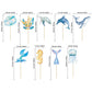 Gyufise 36Pcs Mermaid Cupcake Toppers Under The Sea Turtles Octopus Mermaid Tail Cupcake Picks Seahorse Coral Cake Decorations F