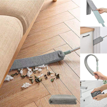 Dust Brush Under Appliance Microfiber Duster With Extension Pole (40 To 55 Inches) Bendable, Washable, Extendable Gap Dusters Fo