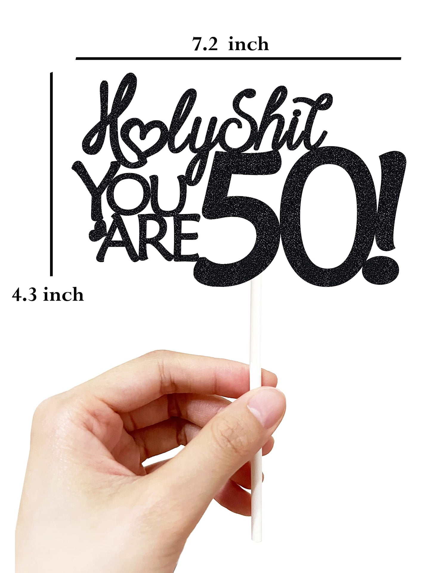 50 Birthday Cake Toppers-Black Glitter, Fifty Cake Topper, 50 Cake Topper, 50Th Birthday Decorations,50Th Birthday Cake Topper,