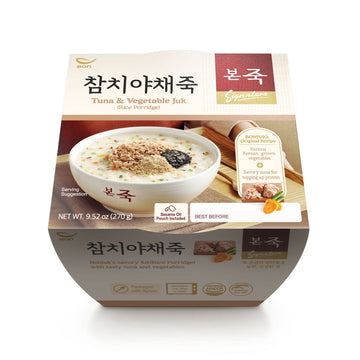 BONJUK Tuna & Vegetable Juk(Porridge) Bowl - Korean soup stew Kfood, Hearty Breakfast Oat Meal - 9.5oz(270g), bowl type