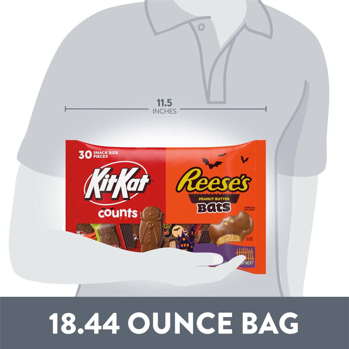 KIT KAT and REESES Assorted Milk Chocolate Snack Size  Halloween Candy Bag  18.44 oz (30 Pieces)