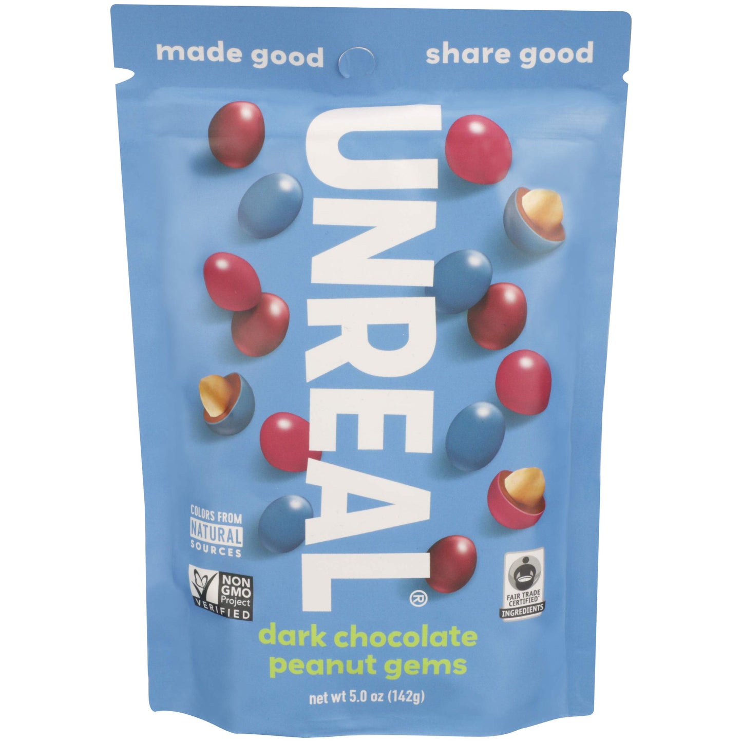 UNREAL Dark Chocolate Peanut Gems, Vegan, Non-GMO, 5 oz (Pack of 6)