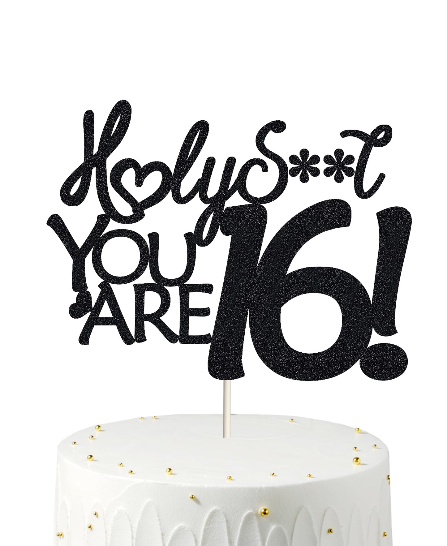 veegood Happy 53rd Birthday Cake Topper - Black Glitter, Funny Design for Men & Women, Model T630