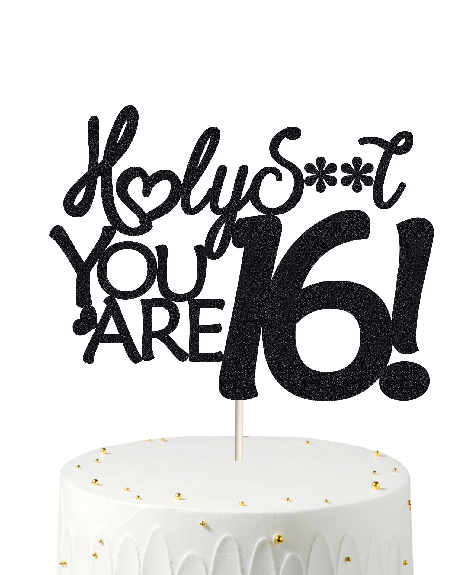 veegood Happy 53rd Birthday Cake Topper - Black Glitter, Funny Design for Men & Women, Model T630