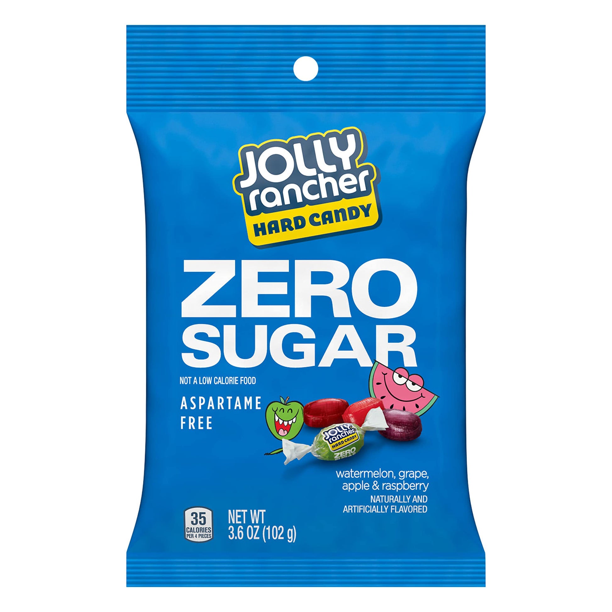 Jolly Rancher Zero Sugar Assorted Fruit Flavored Hard Sugar Free Aspartame Free Candy Bag 3.6 Oz