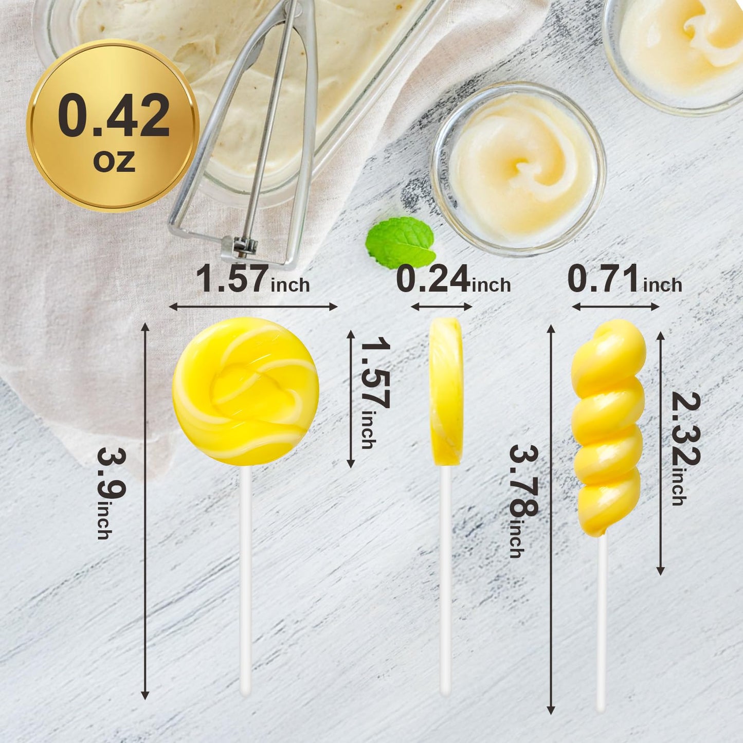 ZOFIA SWEET 32 Pack Lollipops, Yellow & White Twisty Swirl, Individually Wrapped, Vanilla Flavor, Bulk Party Favors, Model HLWQYT-N-YW