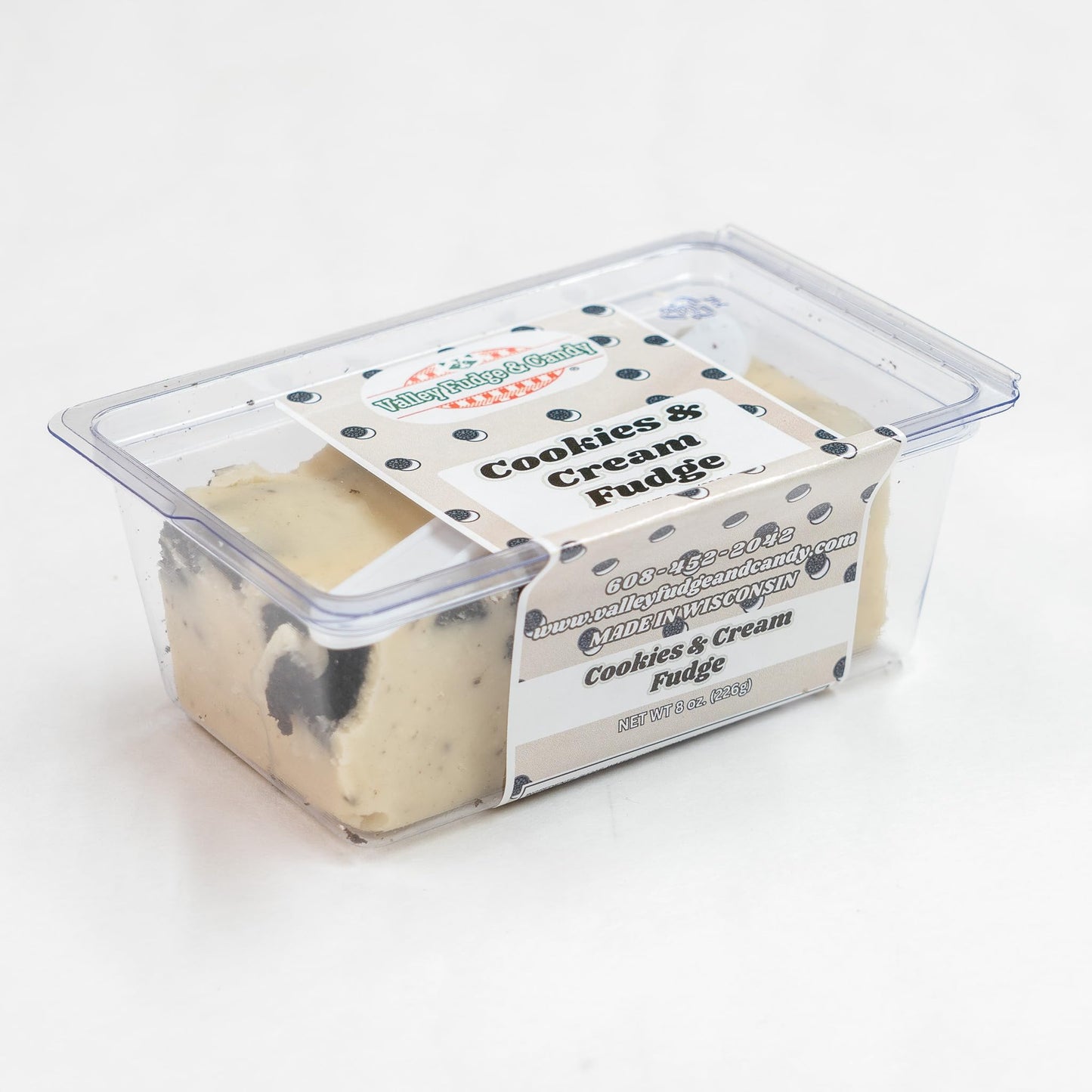 Valley Fudge Cookies and Cream Artisan Fudge, Real Butter, One Pound Package