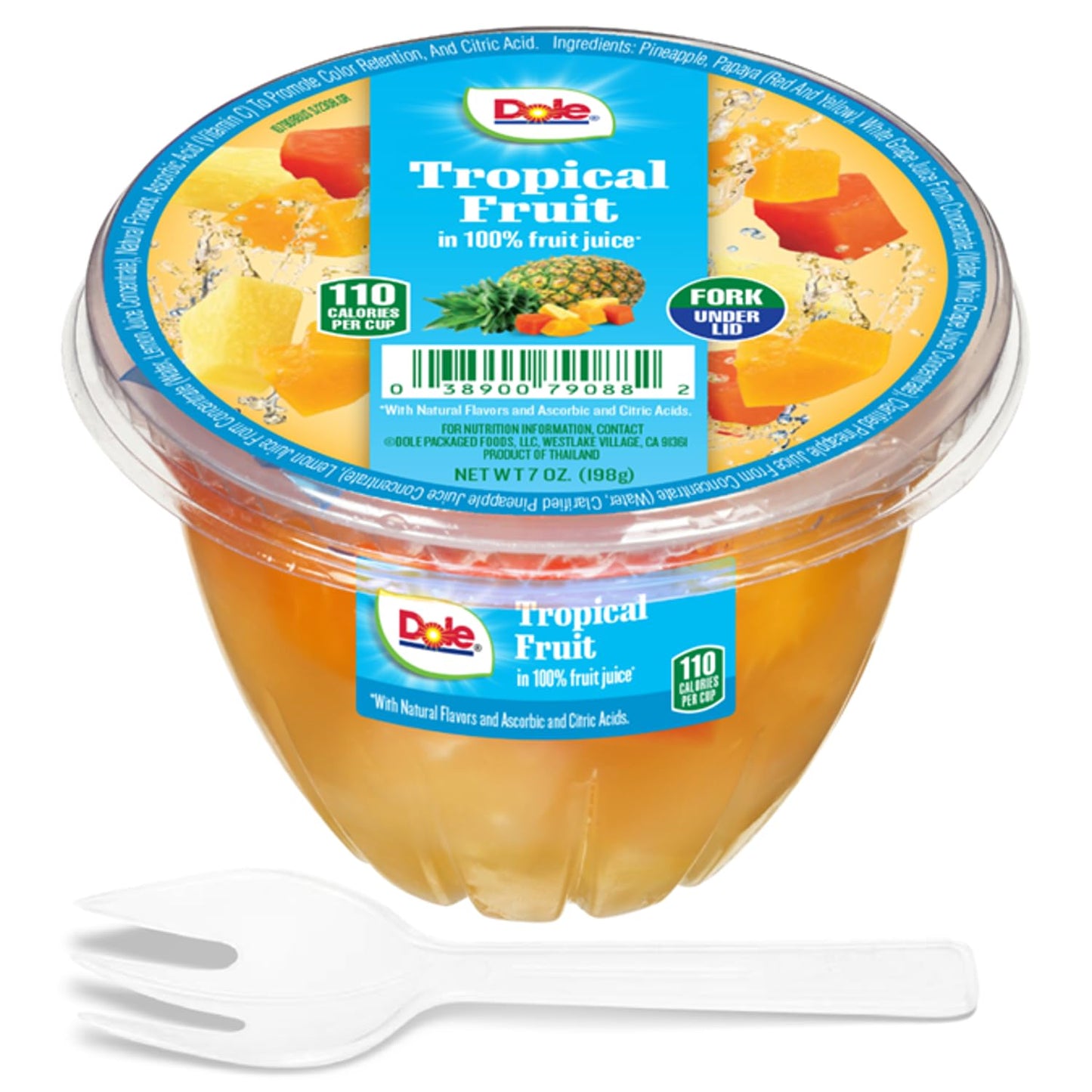 Dole Fruit Bowls Tropical Fruit In 100% Juice Snacks, 7Oz 12 Total Cups, Gluten & Dairy Free, Bulk Lunch Snacks For Kids & Adults