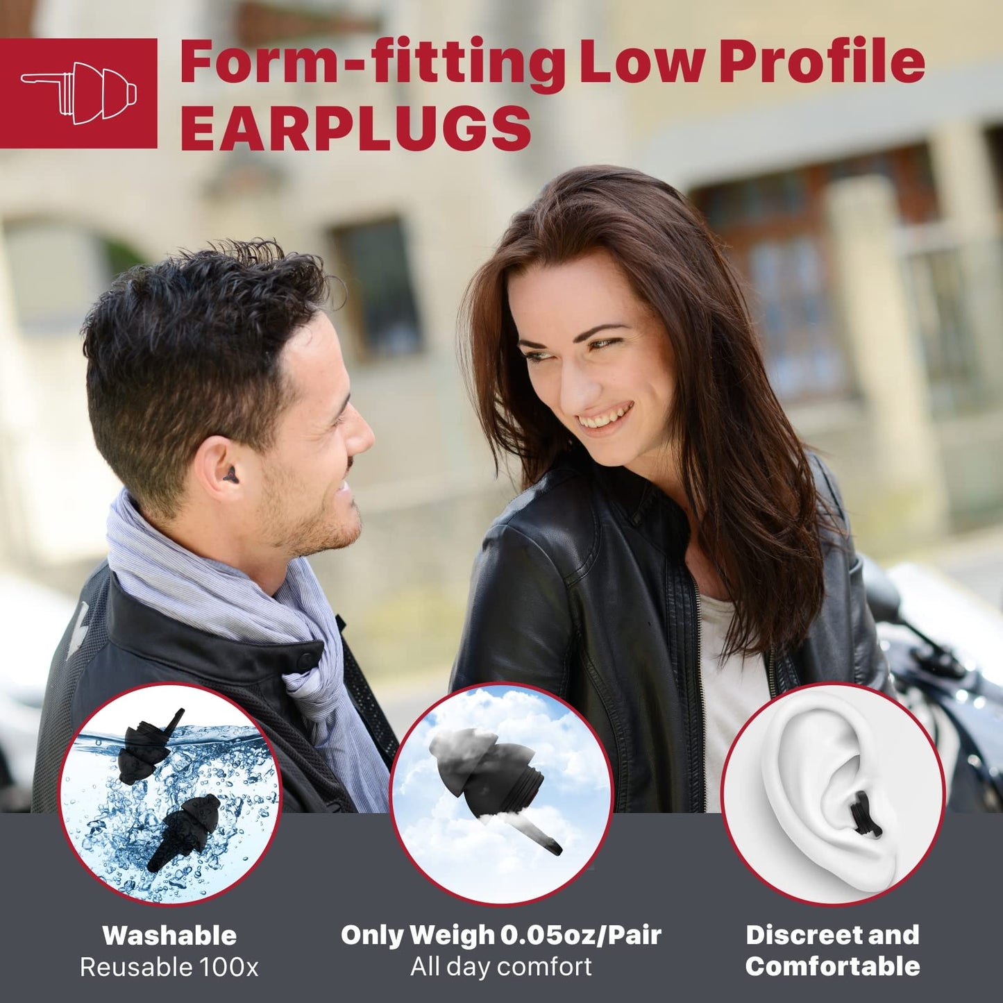 Softvox Motorcycle Ear Plugs[2 Pairs], Wind Noise Reduction Audible Filter Hearing Protection, 100X Reusable Earplugs For Riding